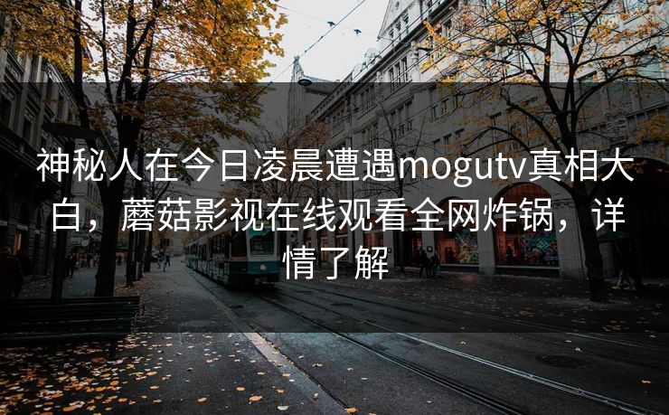 神秘人在今日凌晨遭遇mogutv真相大白，蘑菇影视在线观看全网炸锅，详情了解