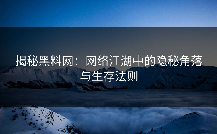揭秘黑料网：网络江湖中的隐秘角落与生存法则