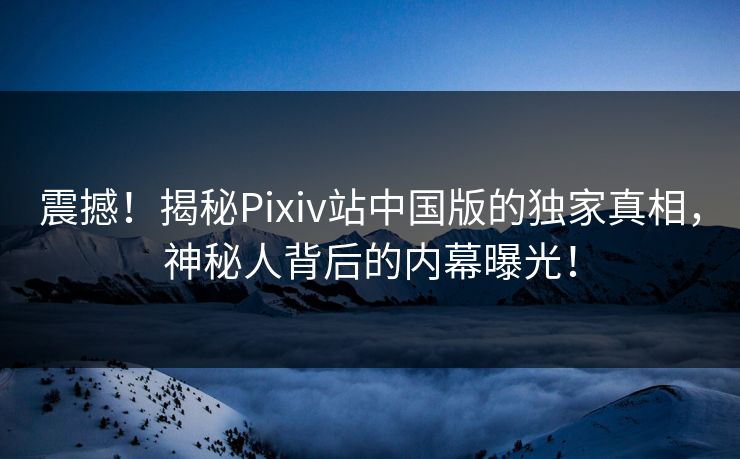 震撼！揭秘Pixiv站中国版的独家真相，神秘人背后的内幕曝光！