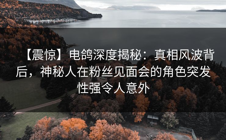 【震惊】电鸽深度揭秘：真相风波背后，神秘人在粉丝见面会的角色突发性强令人意外